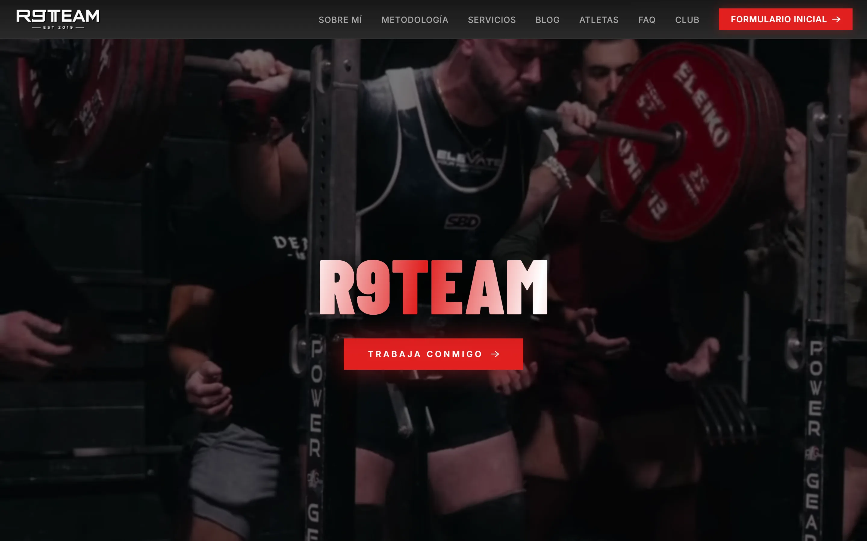 Página de inicio de Ribera9Trainer, web de entrenamiento de powerlifting